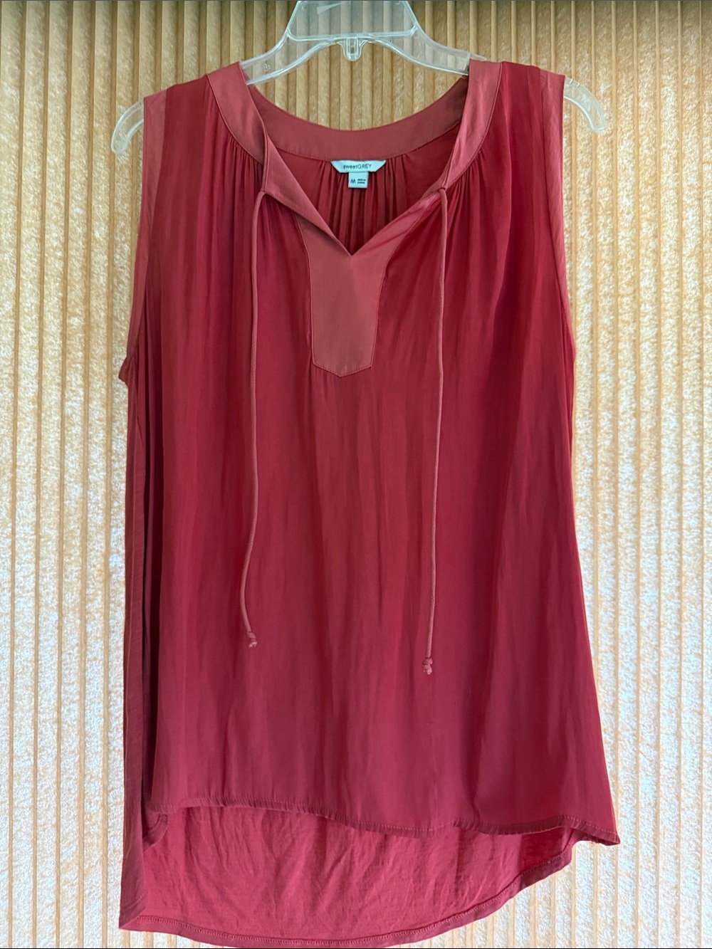 SweetGREY Sleeveless Tie-Neck Blouse - Brick Color Size M